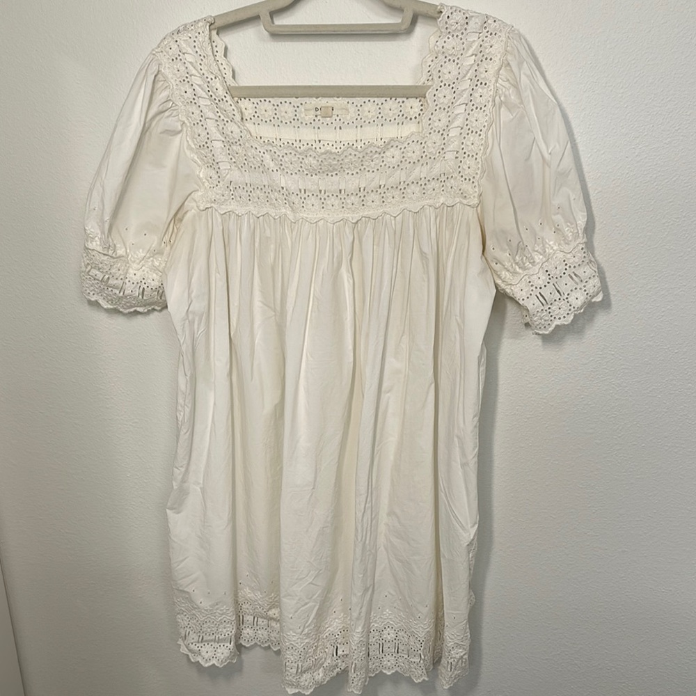 Down White Lace Trim babydoll style  Dress